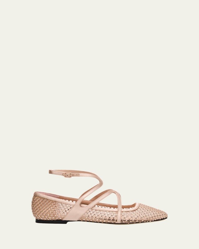 Astoria Crystal Mesh Caged Ballerina Flats